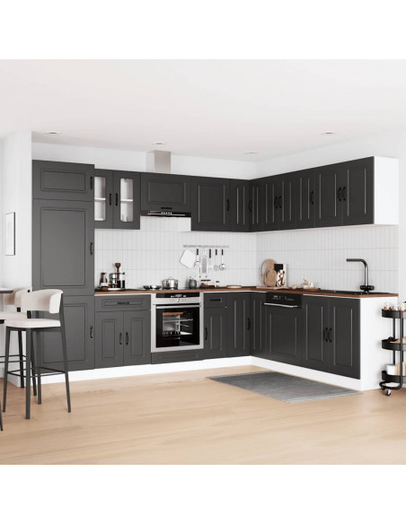 Set Mobili da Cucina 14 pz Kalmar Neri Legno Multistrato