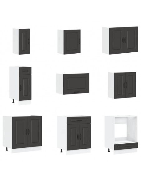 Set Mobili da Cucina 14 pz Kalmar Neri Legno Multistrato