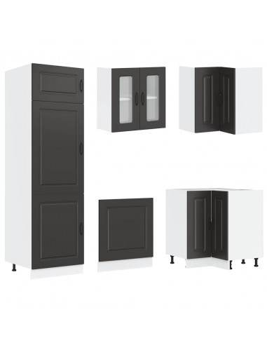 Set Mobili da Cucina 14 pz Kalmar Neri Legno Multistrato