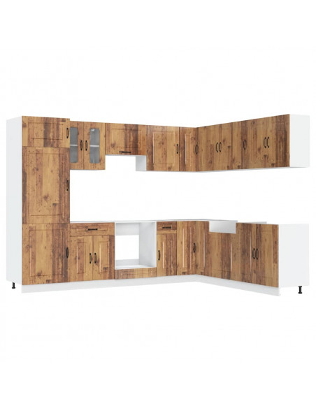 Set Mobili da Cucina 14 pz Kalmar Legno Vecchio in Truciolato
