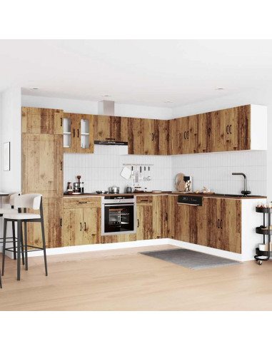 Set Mobili da Cucina 14 pz Kalmar Legno Vecchio in Truciolato