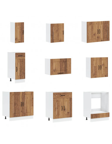 Set Mobili da Cucina 14 pz Kalmar Legno Vecchio in Truciolato