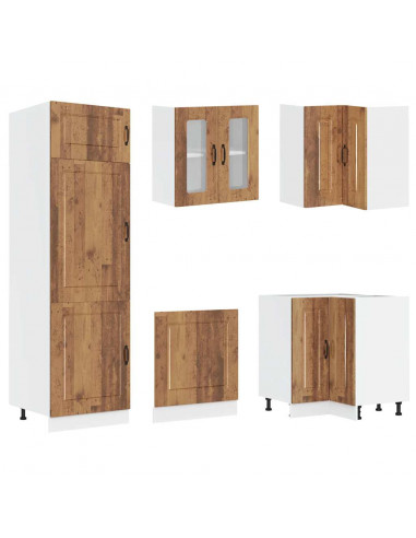 Set Mobili da Cucina 14 pz Kalmar Legno Vecchio in Truciolato