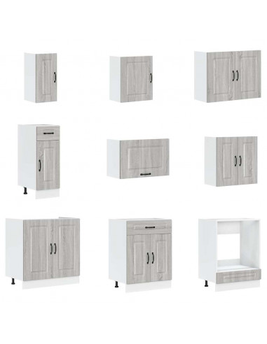 Set Mobili da Cucina 14 pz Kalmar Grigio Sonoma in Truciolato
