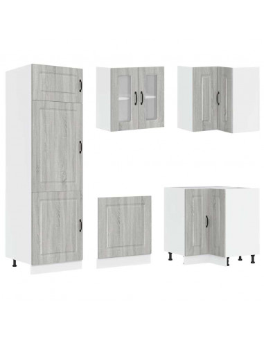 Set Mobili da Cucina 14 pz Kalmar Grigio Sonoma in Truciolato