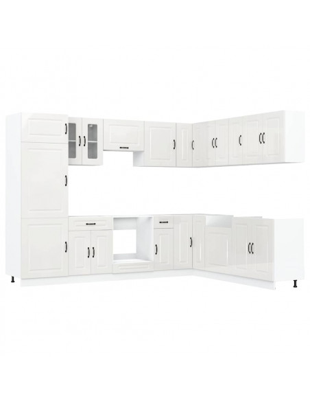 Set Mobili da Cucina 14 pz Kalmar Bianchi Lucido in Truciolato