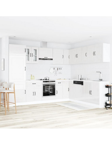 Set Mobili da Cucina 14 pz Kalmar Bianchi Lucido in Truciolato