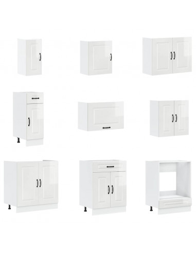 Set Mobili da Cucina 14 pz Kalmar Bianchi Lucido in Truciolato