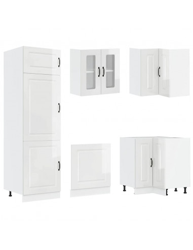 Set Mobili da Cucina 14 pz Kalmar Bianchi Lucido in Truciolato