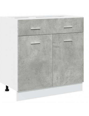 Set Mobili da Bagno 7 pz Grigio Cemento in Legno Multistrato