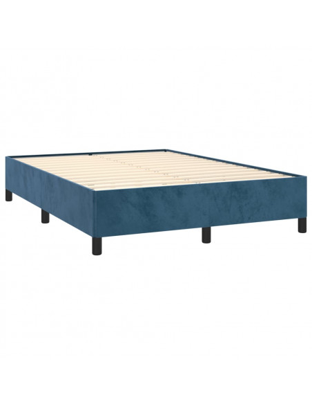 Giroletto a Molle con Materasso Blu Scuro 140x200 cm in Velluto