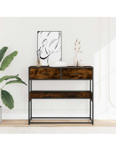 Tavolino Consolle Rovere Fumo 90x35x80 cm in Legno Multistrato