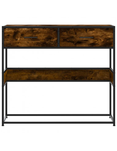 Tavolino Consolle Rovere Fumo 90x35x80 cm in Legno Multistrato