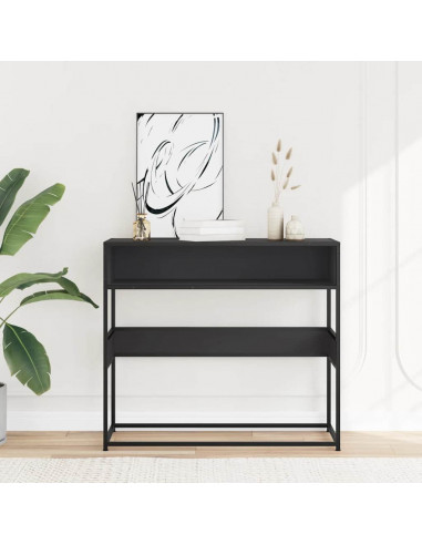 Tavolino Consolle Nero 90x35x80 cm in Legno Multistrato