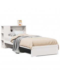 Letto Libreria senza Materasso Bianco 100x200 cm Legno di Pino