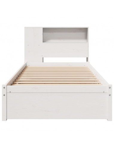 Letto Libreria senza Materasso Bianco 100x200 cm Legno di Pino