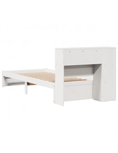 Letto Libreria senza Materasso Bianco 100x200 cm Legno di Pino