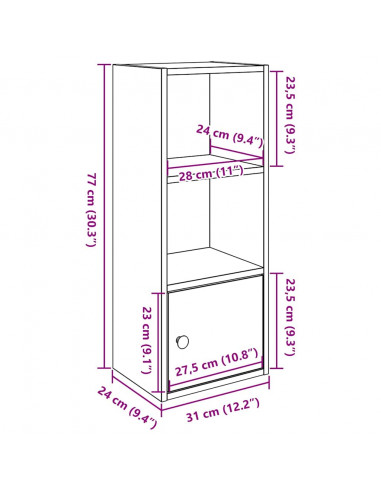 Libreria Rovere Fumo 31x24x77 cm in Legno Multistrato