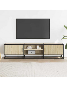 Mobile TV Rovere Sonoma 160x35x41cm Legno Multistrato e Metallo 2