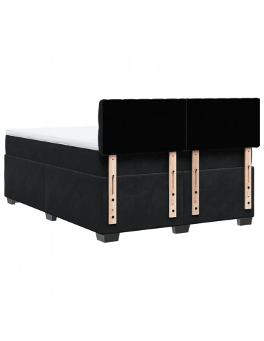 Giroletto a Molle con Materasso Nero 140x200 cm in Velluto