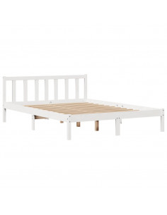 Letto senza Materasso Bianco 120x190 cm Legno Massello di Pino 2