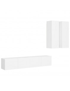 Set Mobili Porta TV 4 pz Bianco in Legno Multistrato