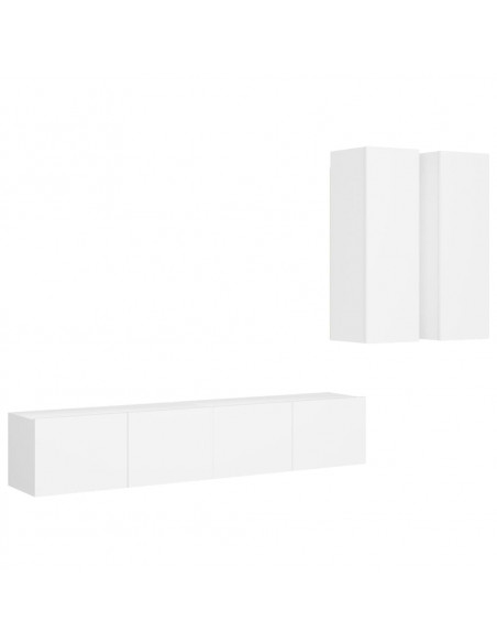 Set Mobili Porta TV 4 pz Bianco in Legno Multistrato