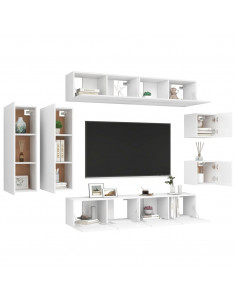 Set Mobili Porta TV 8 pz Bianco in Legno Multistrato 2