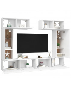 Set di Mobili Porta TV 6 pz Bianco in Legno Multistrato 2