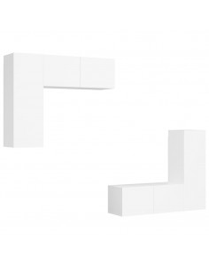 Set Mobili Porta TV 4 pz Bianco in Legno Multistrato