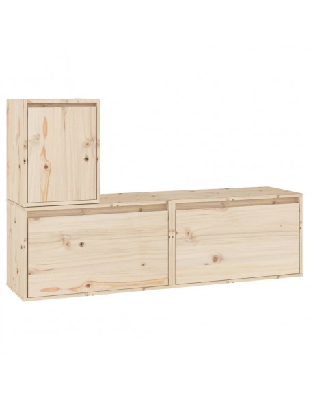 Mobili TV 3 pz in Legno Massello di Pino