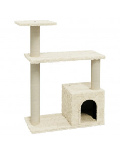 Albero per Gatti con Tiragraffi in Sisal Crema 70 cm