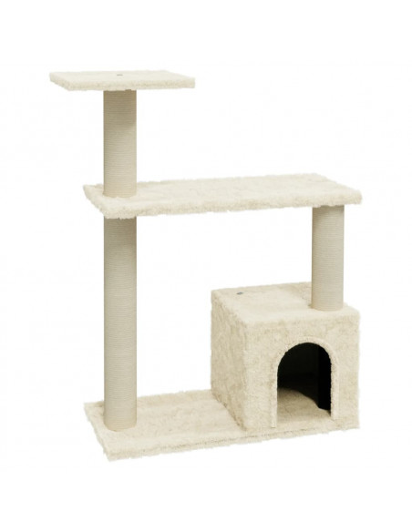 Albero per Gatti con Tiragraffi in Sisal Crema 70 cm