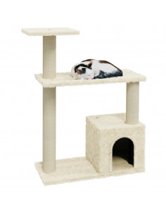 Albero per Gatti con Tiragraffi in Sisal Crema 70 cm 2
