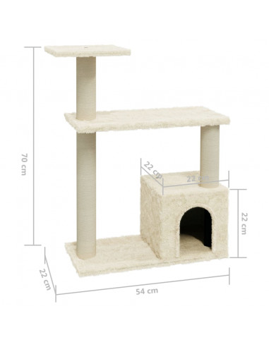 Albero per Gatti con Tiragraffi in Sisal Crema 70 cm