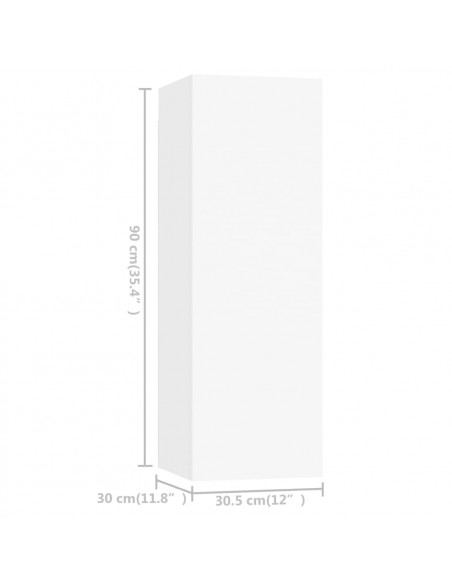 Set Mobili Porta TV 4 pz Bianco in Legno Multistrato