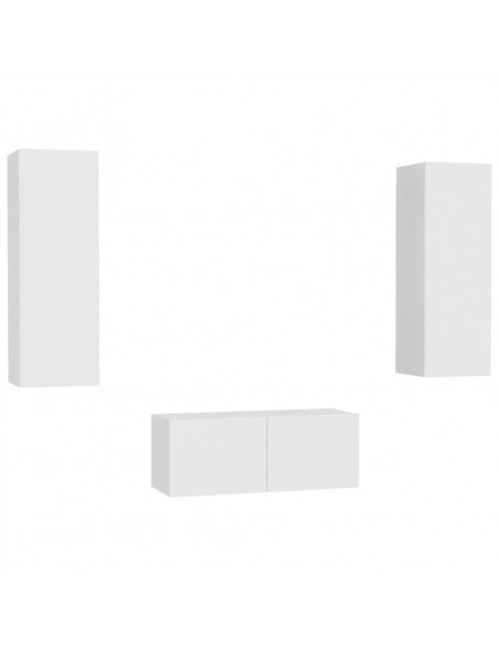 Set Mobili Porta TV 3 pz Bianco in Legno Multistrato
