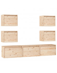 Mobili Porta TV 7 pz in Legno Massello di Pino