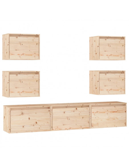Mobili Porta TV 7 pz in Legno Massello di Pino