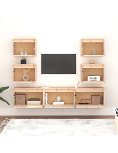Mobili Porta TV 7 pz in Legno Massello di Pino
