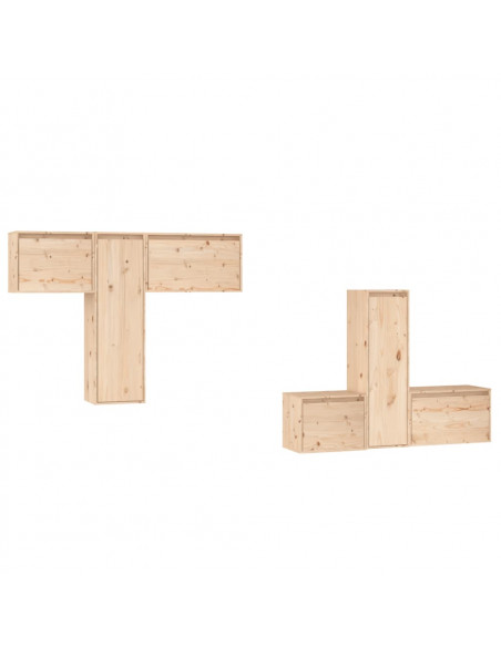 Mobili Porta TV 6 pz in Legno Massello di Pino