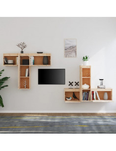 Mobili Porta TV 6 pz in Legno Massello di Pino 2