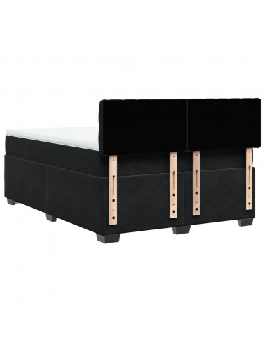 Giroletto a Molle con Materasso Nero 140x190 cm in Velluto