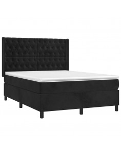 Giroletto a Molle con Materasso Nero 140x190 cm in Velluto 2