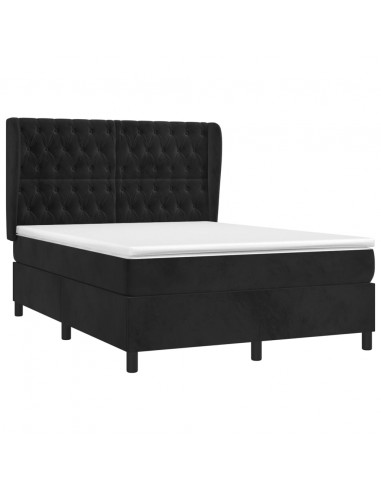 Giroletto a Molle con Materasso Nero 140x190 cm in Velluto