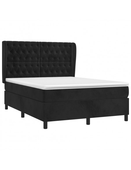 Giroletto a Molle con Materasso Nero 140x190 cm in Velluto