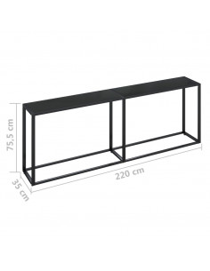 Tavolo Consolle Nero 220x35x75,5 cm in Vetro Temperato