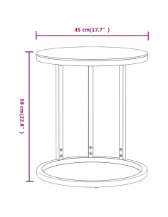 Tavolino Oro e Nero 45 cm in Vetro Temperato