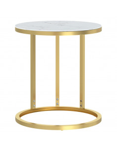 Tavolino Oro e Marmo Bianco 45 cm in Vetro Temperato 2