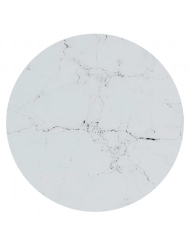 Tavolino Oro e Marmo Bianco 45 cm in Vetro Temperato